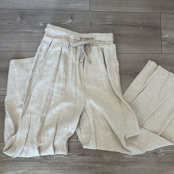 Frankie shop | Linen Padded Shoulder Jogger Set in Cream/Ecru - Picture 4 of 16